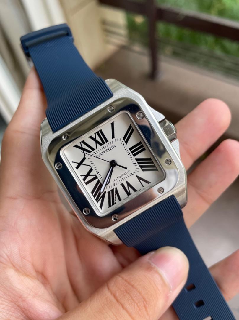 Cartier santos 100 rubber strap store