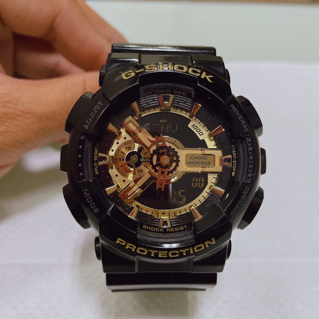 CASIO G-SHOCK GA-110GB 電子錶（黑金）正品, 名牌精品, 精品手錶在