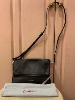 Cath Kidston Black Foldover Clutch / Cross body (Leather)