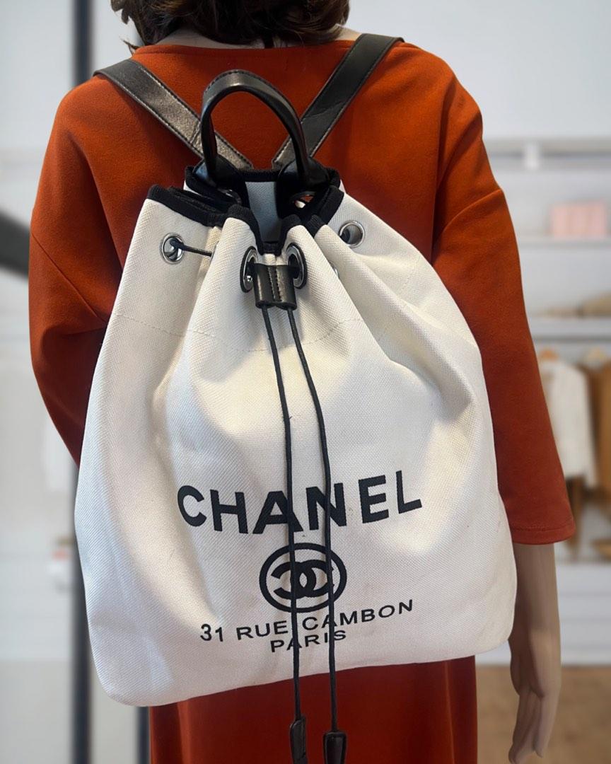 Chanel Deauville Backpack Off White, Luxury, Bags & Wallets on Carousell