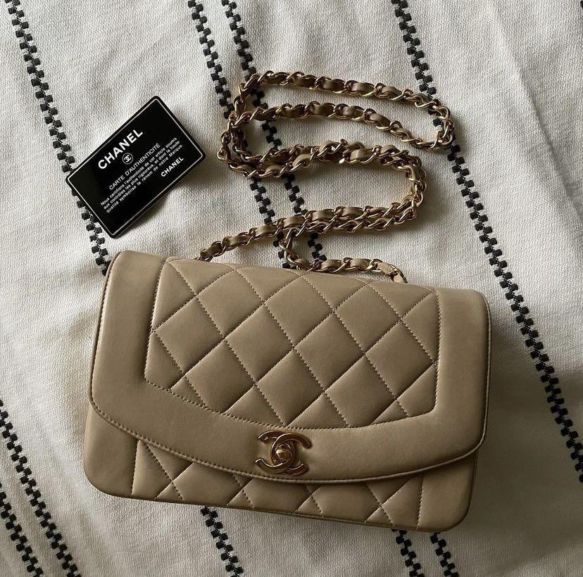 Chanel small taupe/beige Diana bag, Luxury, Bags & Wallets on