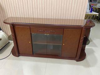 Mahogany plywood Classic tv console cabinet drawer with glass top