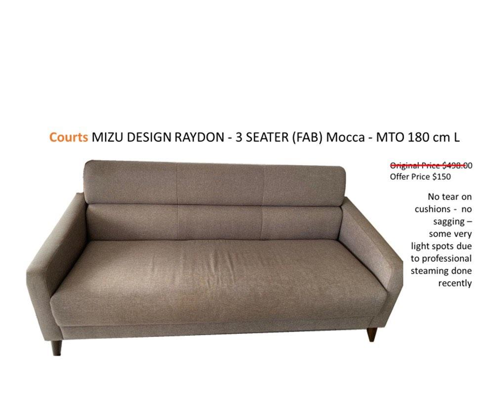 Courts MIZU DESIGN RAYDON 3 SEATER (FAB) Mocca MTO 180 cm L