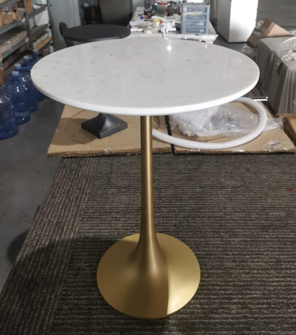 Crate & Barrel LOVELY Nero White Marble Round Accent Table, Furniture