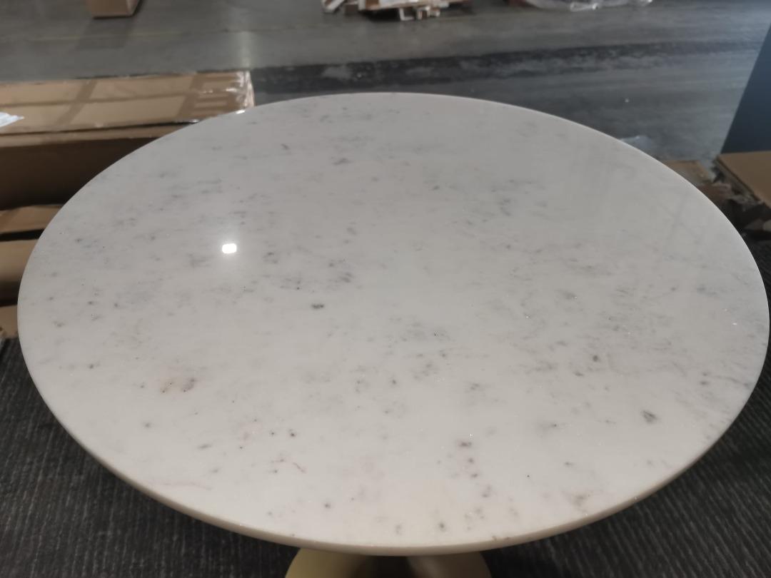 Crate & Barrel LOVELY Nero White Marble Round Accent Table, Furniture
