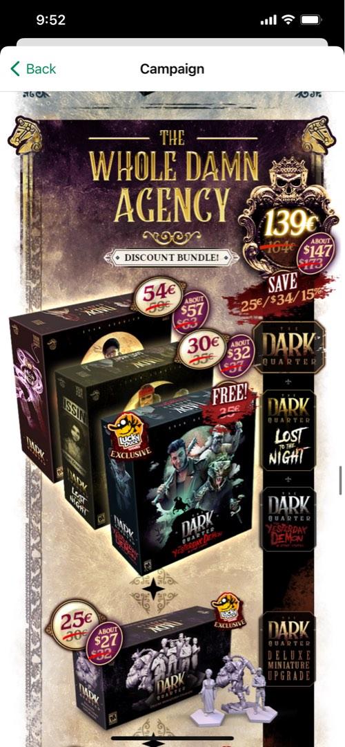 Dark Quarter all in pre order Kickstarter Boardgame, Hobbies & Toys