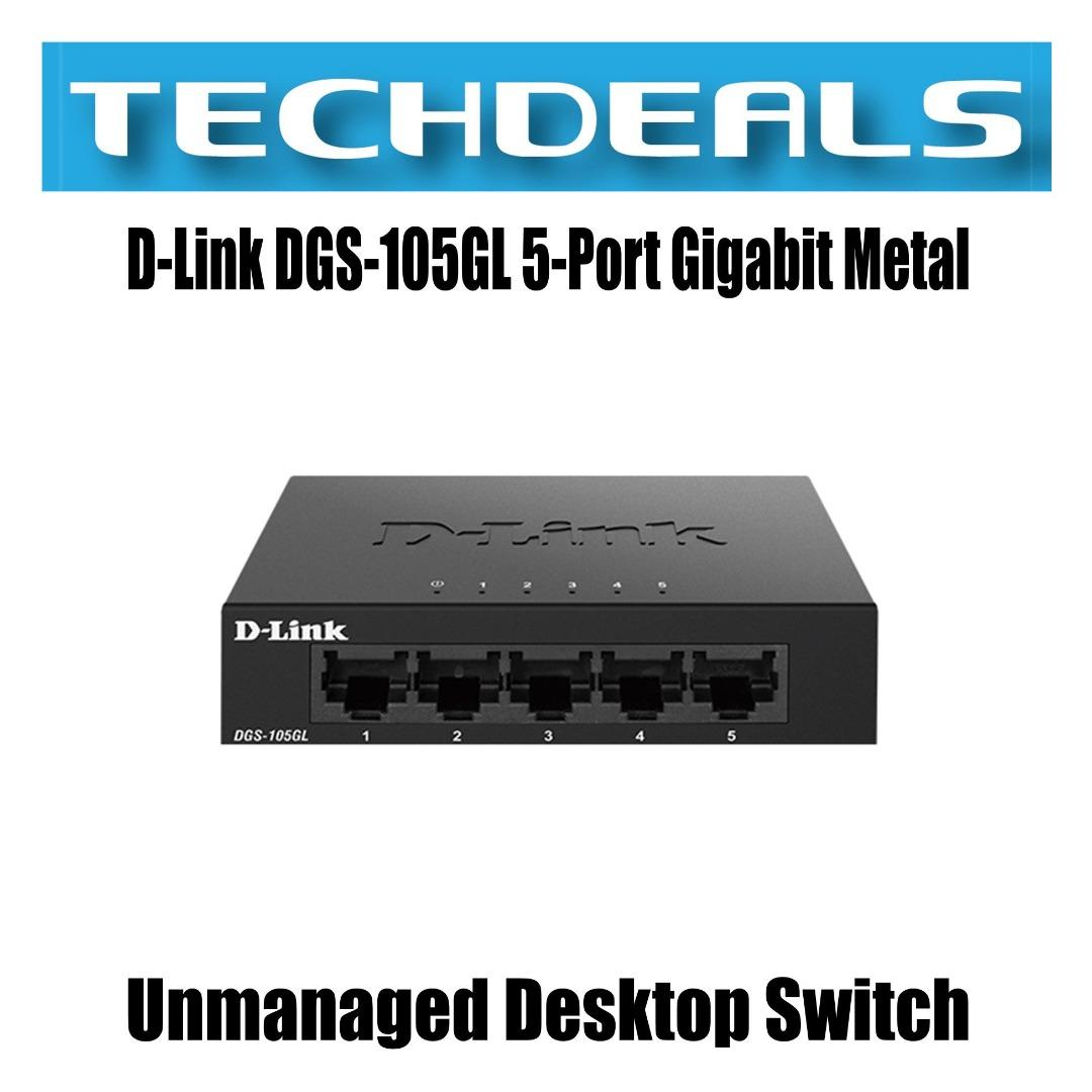 D-Link DGS-105GL 5-Port Gigabit Metal Unmanaged Desktop Switch ...