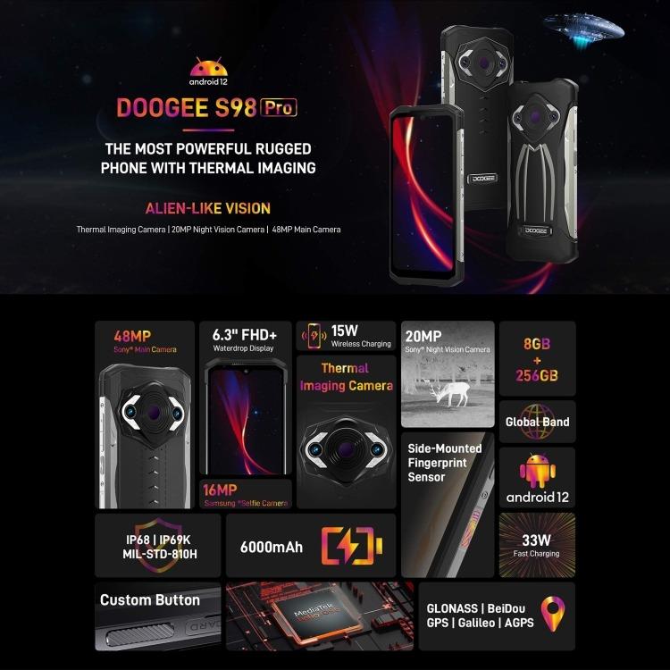 DOOGEE S98 Pro Rugged Phone 8+256GB Thermal Imaging Camera 20MP