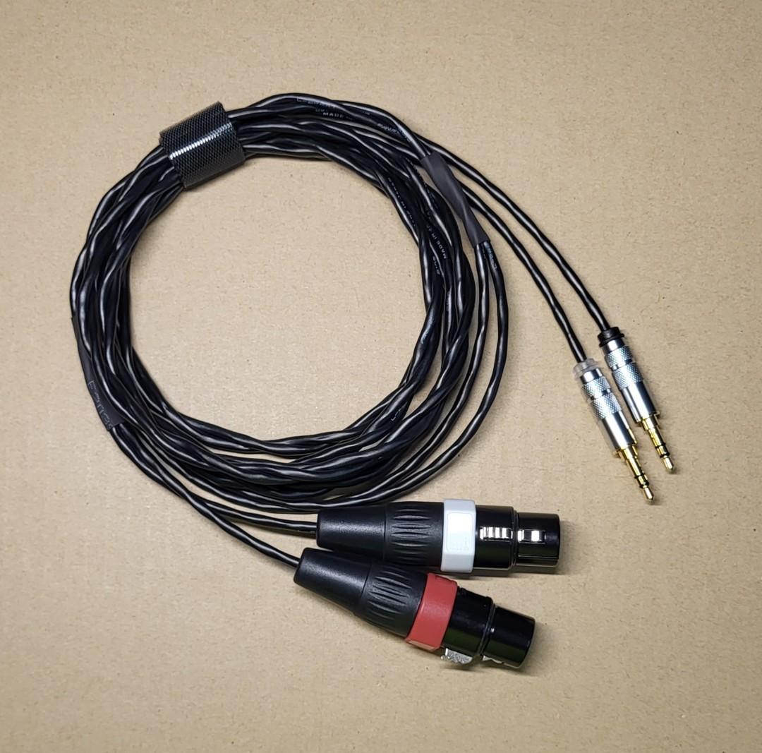 Dual XLR 3pin left right to Hifiman headphone cable, 3M, 音響器材, 其他音響配件及