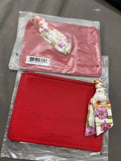 Ester Lauder Leather Red Card holder Coins Small Pouch