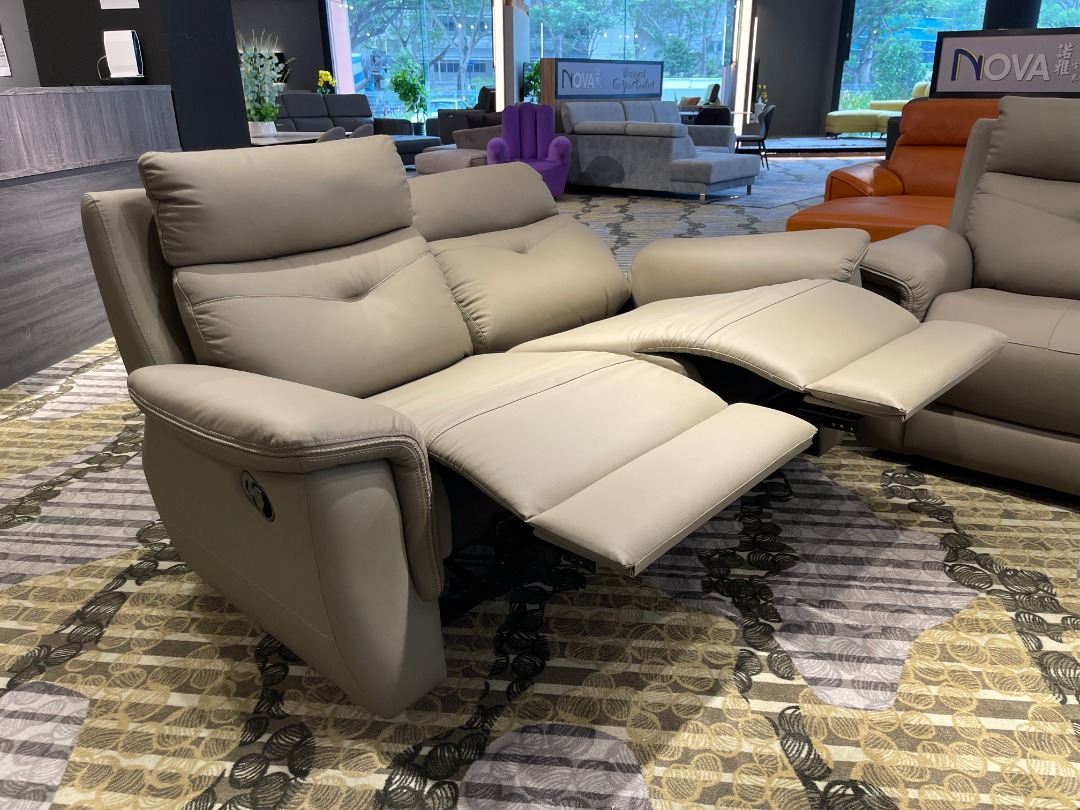 Genuine Cowhide Leather 2 Seater Recliner Sofa, Furniture & Home Living