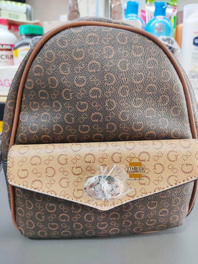 Guess Willie Logo Backpack Brown, Women's Fashion, Bags & Wallets, Backpacks on Carousell