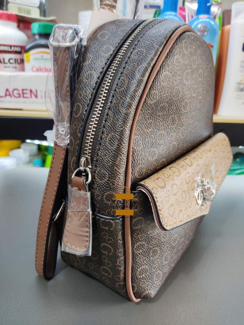 Guess Willie Logo Backpack Brown, Women's Fashion, Bags & Wallets, Backpacks on Carousell
