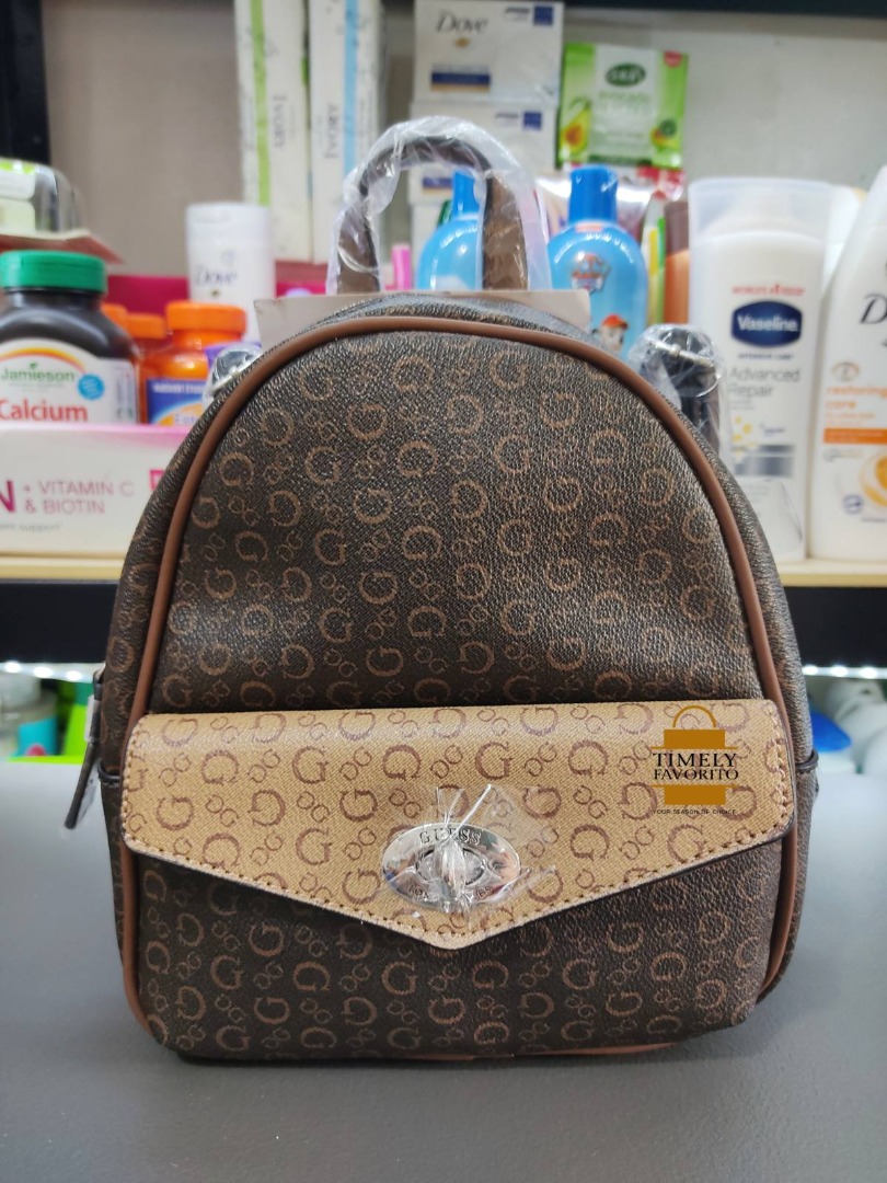 Guess Willie Logo Backpack Brown, Women's Fashion, Bags & Wallets, Backpacks on Carousell