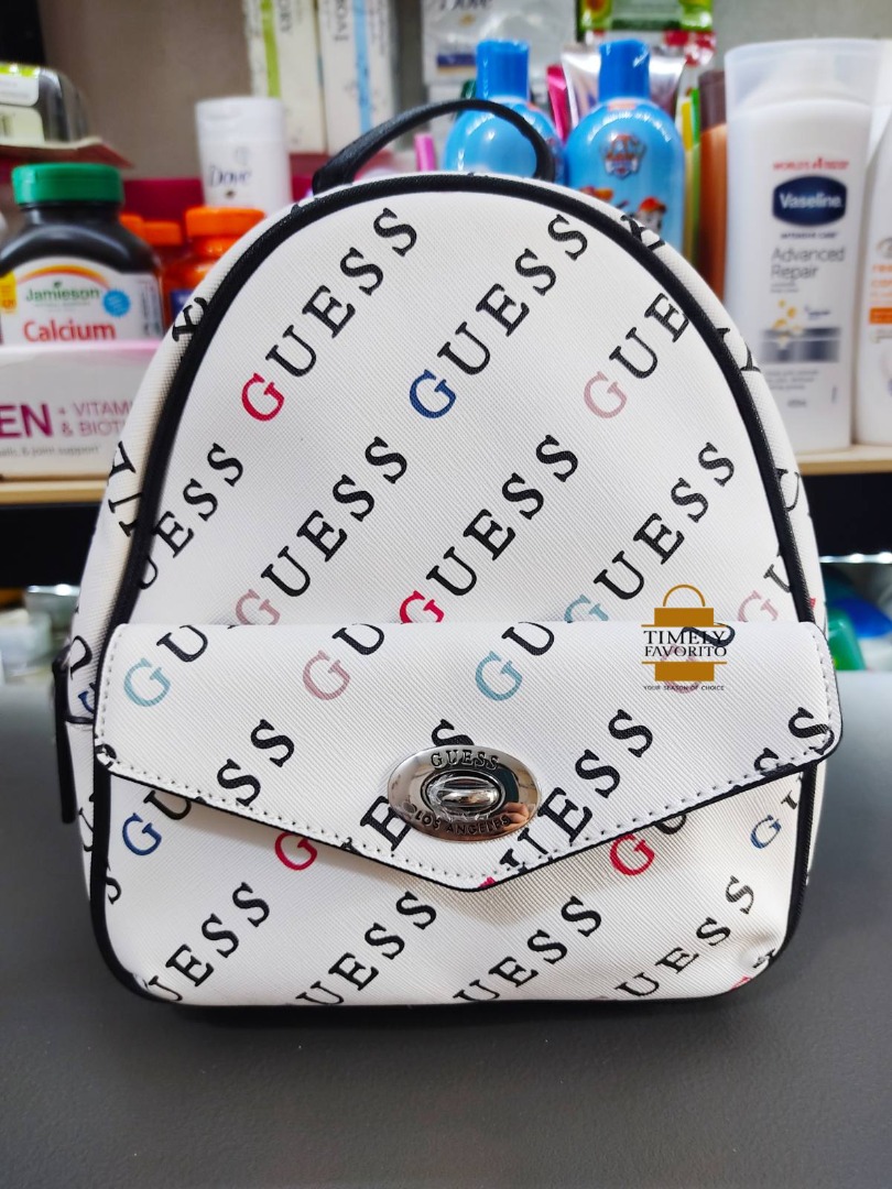 Guess Willie Logo Backpack White, Women's Fashion, Bags & Wallets, Backpacks on Carousell