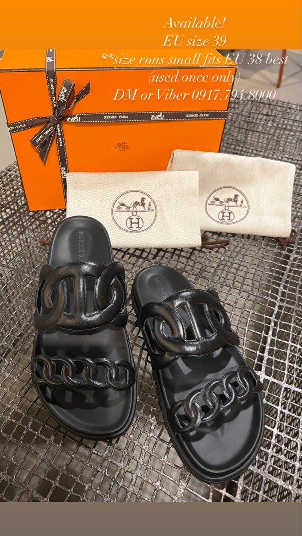 Hermes Extra Black mandals, Women's Fashion, Footwear, Flats & Sandals ...