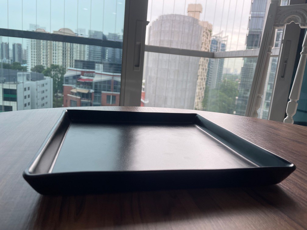 IKEA black ceramic plate / serving tray 25cm by 25cm, Furniture & Home