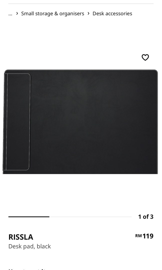 IKEA RISSLA DESK PAD BLACK, Furniture & Home Living, Furniture, Tables