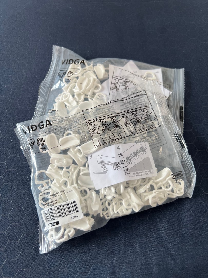 IKEA VIDGA CURTAIN GLIDER HOOKS, Furniture & Home Living, Home Decor, Curtains & Blinds on Carousell
