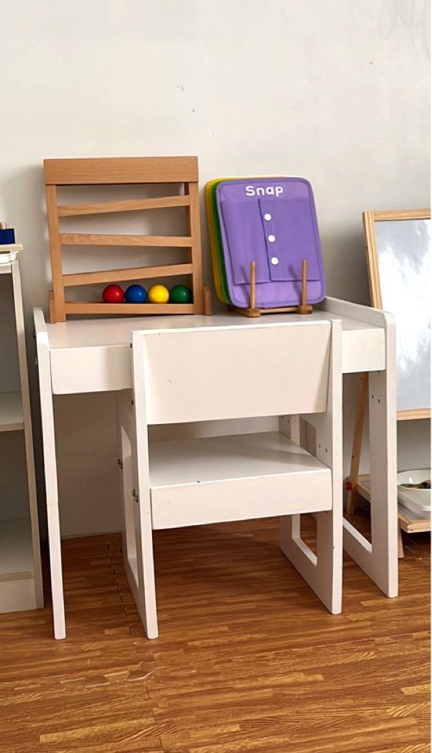 Kids Adjustable Wooden Chair and Table, Furniture & Home Living, Office Furniture & Fixtures on