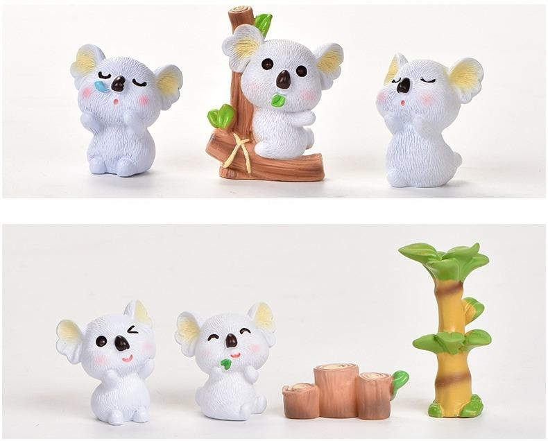 Koala Tortenfiguren Set, 7 Stück – Harz-Deko Für Kuchen, Miniaturlandschaften & Dioramen