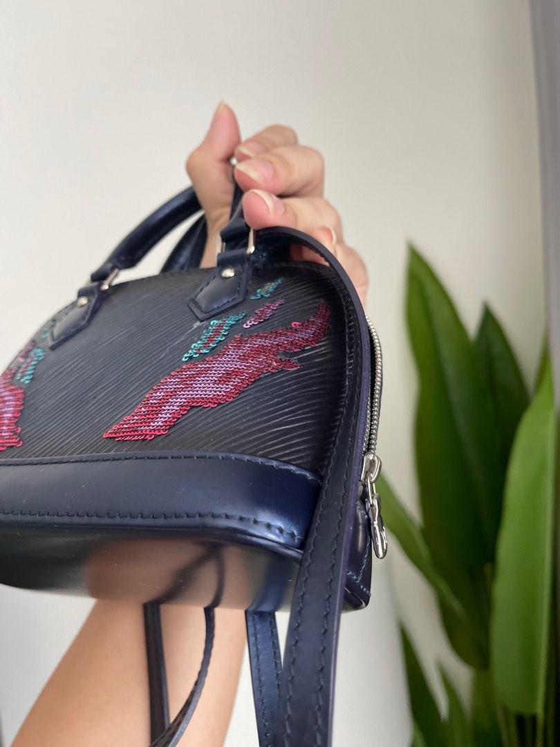Louis Vuitton Bleu Nuit EPI Leather Sequin Flames Nano Alma Crossbody Bag