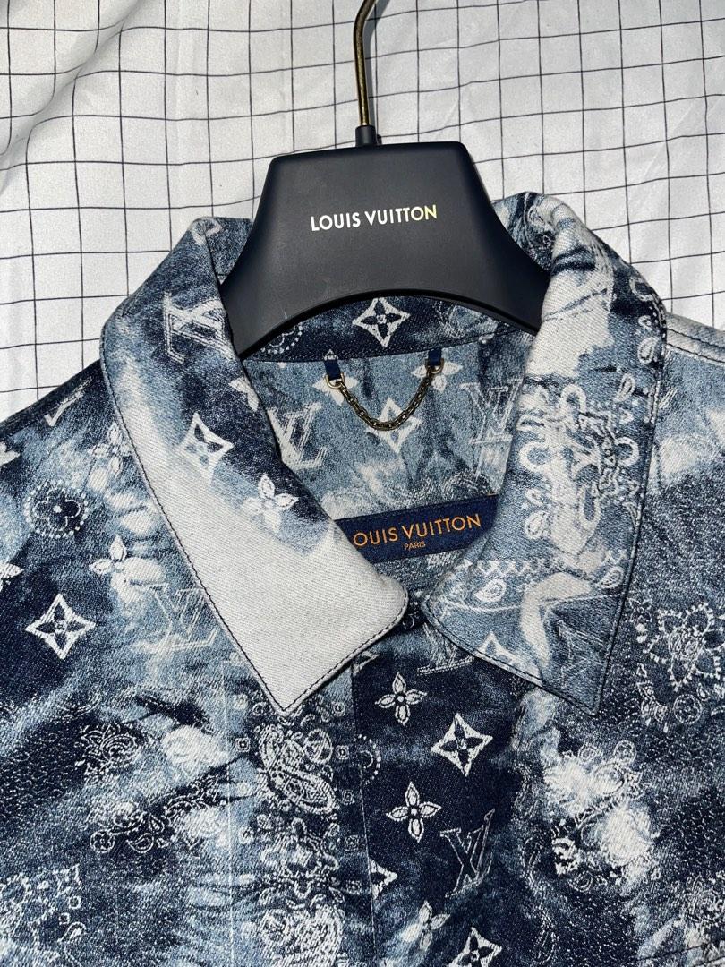 Louis Vuitton Monogram Bandana-print Tie-dye Regular-fit Stretch-denim Shirt  in Blue for Men