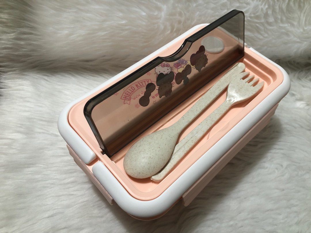 Lunch Box Set With Spoon And Fork, Furniture & Home Living, Kitchenware
