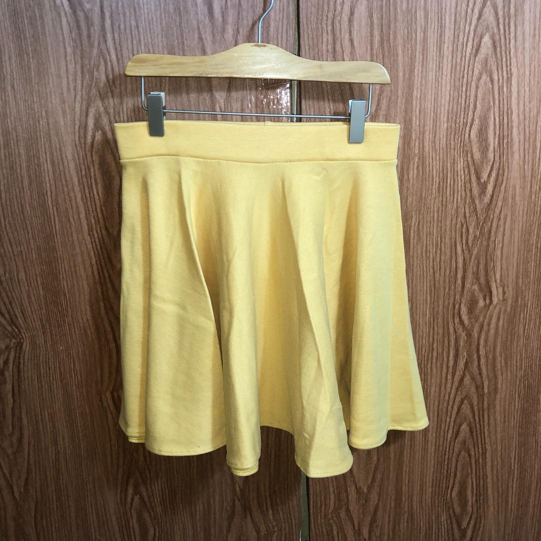 Mustard Yellow Skater Skirt, Women's Fashion, Bottoms, Skirts on Carousell