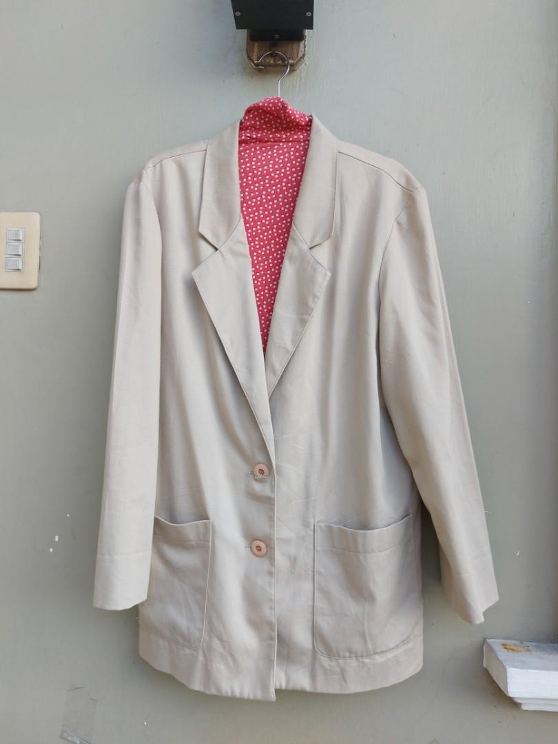 OVERSIZE NUDE BLAZER, Women's Fashion, Coats, Jackets and Outerwear on Carousell