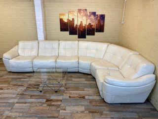 Phenomenal Off White Leather Corner Sofa (ME)