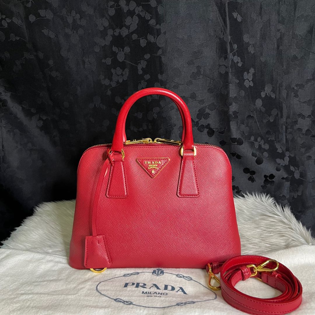 What Goes Around Comes Around Prada Red Saffiano Promenade Mini Bag