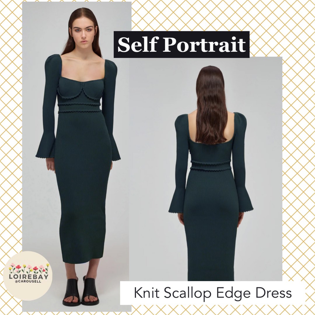 Self portrait scallop edge midi discount dress