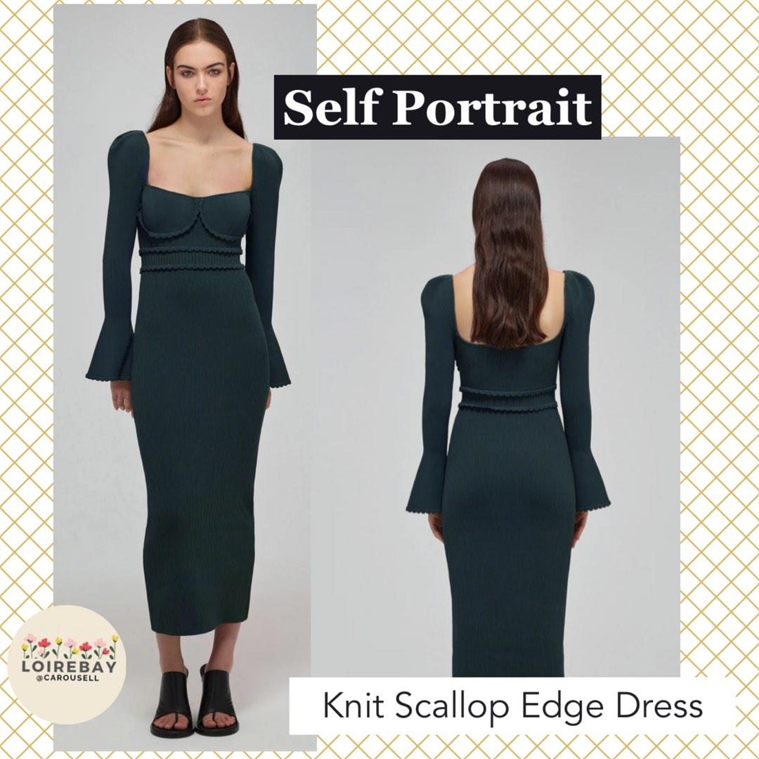 Self portrait scallop edge midi dress cheap