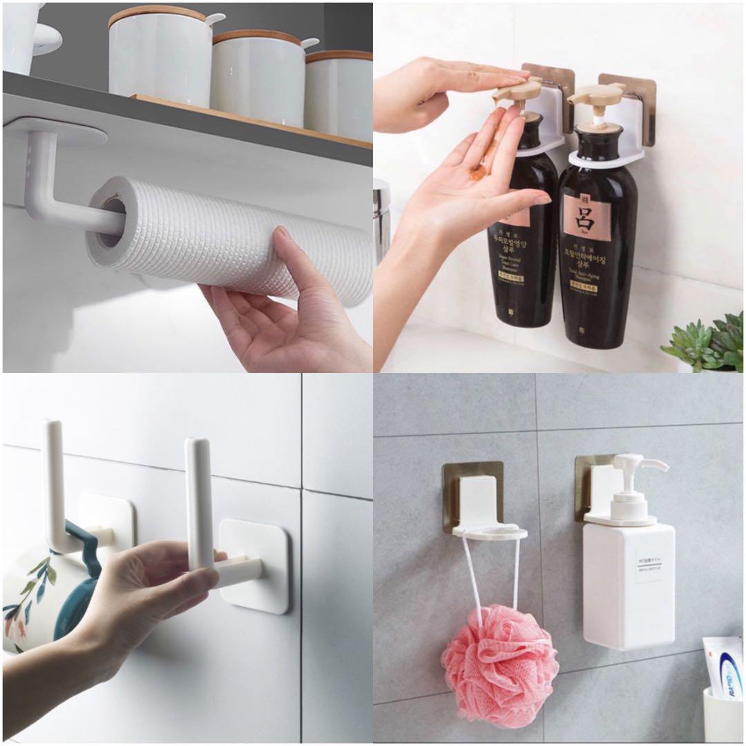 Multi-Function Hook, Paper Towel Holder Wall Mount, Adhesive