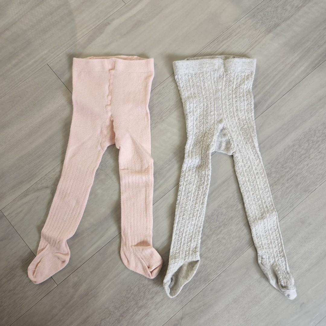 Set of 2 H M Baby Girl Footed Tights Leggings 3 6M