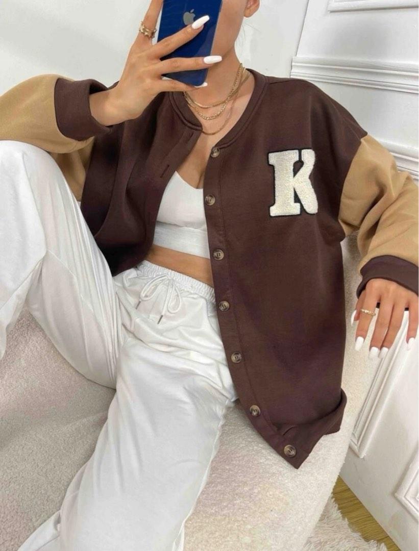 Shein brown varsity jacket