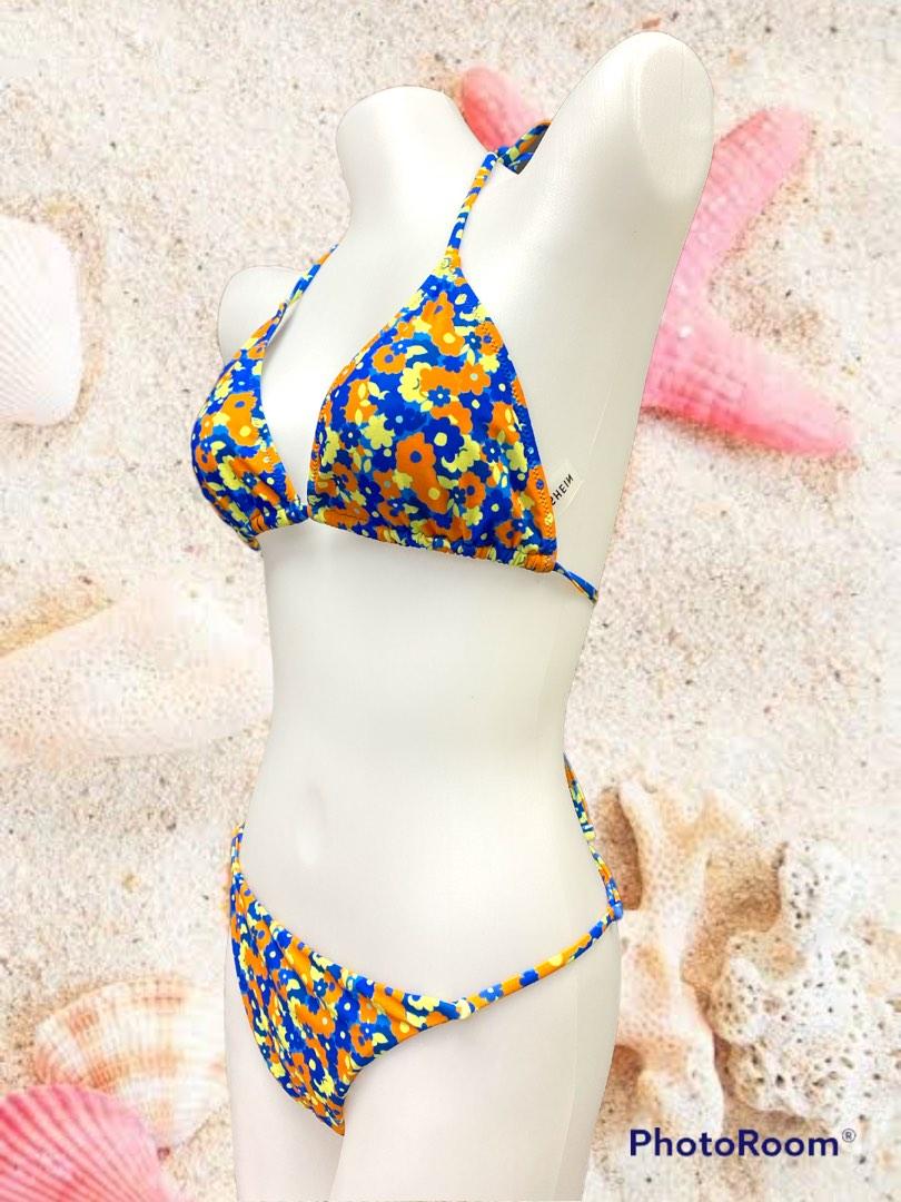 Shein Orange Floral Bikini, Women's Fashion, Swimwear, Bikinis