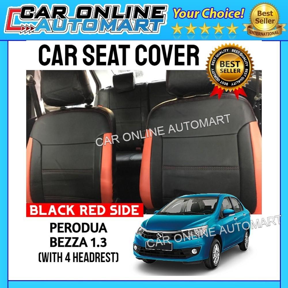 SIAP PASANG Perodua Bezza 1.0 1.3 Car Seat Cover PVC Leather Black Red Side Full Set front Rear Auto Accessories on Carousell