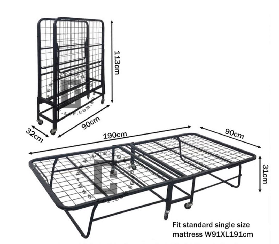 Single metal folding bed frame, Furniture & Home Living, Furniture, Bed