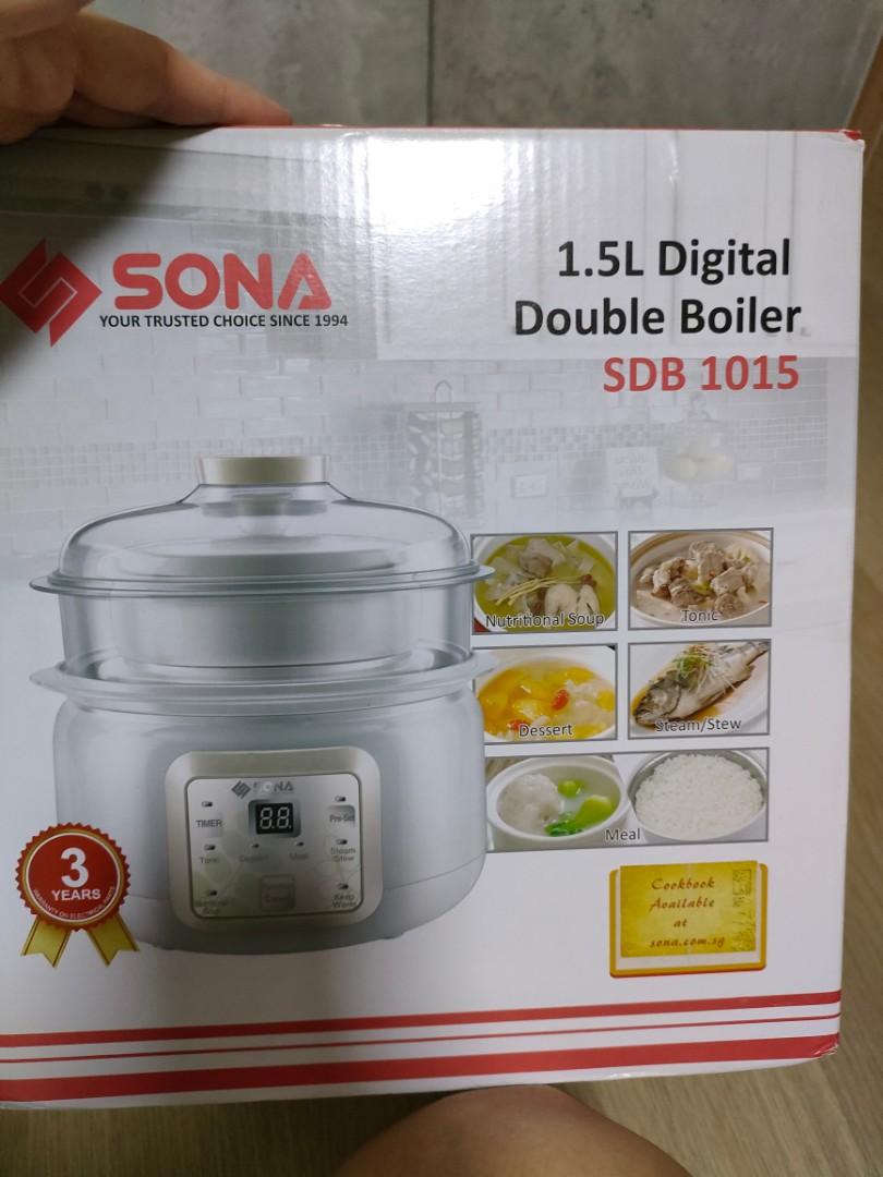 Sona 1.5l Digital Double Boiler SDB 1015, TV & Home Appliances, Kitchen