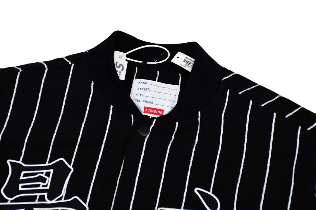 SUPREME 19ss pinstripe varsity jacket最高刺繡棒球服夾克外套, 男裝