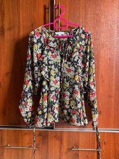 Topshop black floral blouse
