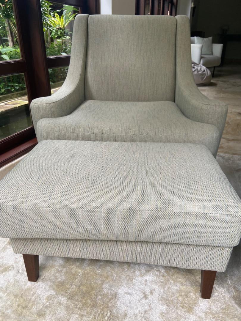 Armchair with footstool, Furniture & Home Living, Furniture, Chairs on