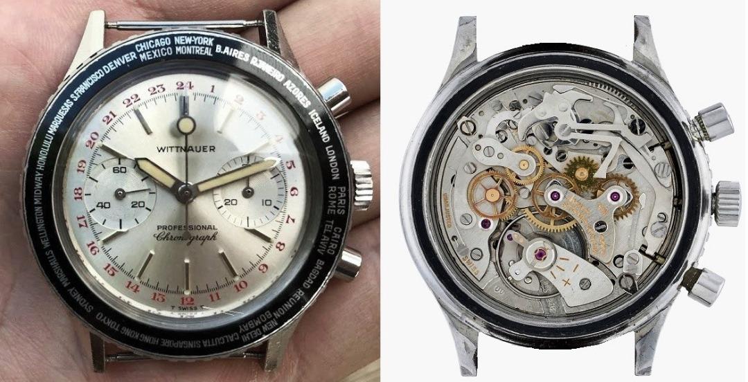 1960s Wittnauer 242T 7004B World Time Professional Chronograph