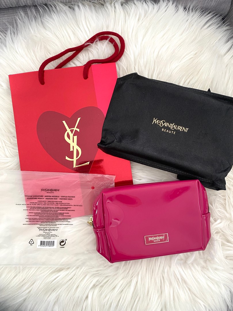 LAST PC> YSL Fuchsia Gloss Makeup Pouch Bag, Women's Fashion, Bags &  Wallets, Purses & Pouches on Carousell