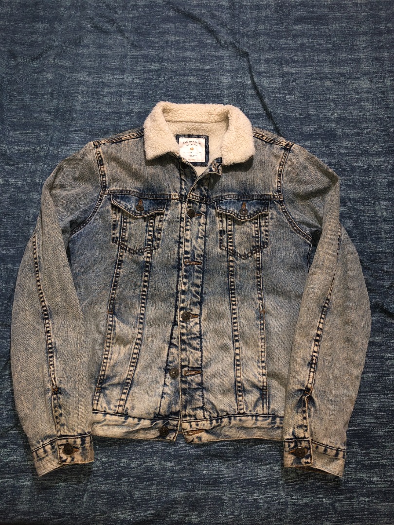 Zara man denim jacket sherpa SizeMedium, Men's Fashion, Coats, Jackets