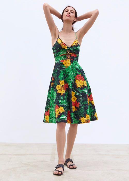 green emerald velvet dress Zara Floral Midi Dress