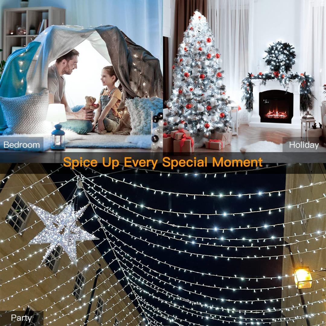 Christmas Tree Lights, Warm White &multi Color, Connectable Plug in Christmas String Lights - with Remote Control for Christmas Decorations, Size: 1