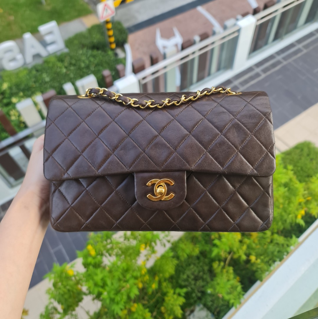 chanel flap brown